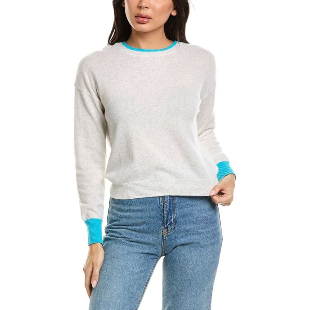 Brodie Cashmere Womens Coastal Crewneck 100% Cashmere Sweater, Brown